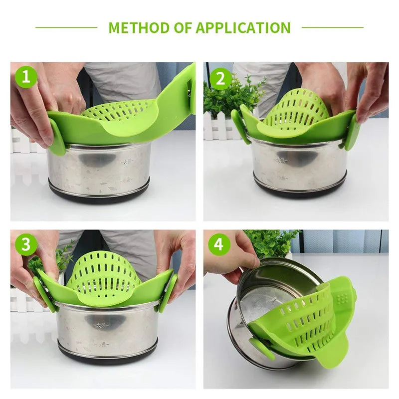 Silicone Clip-on Pan Pot Strainer