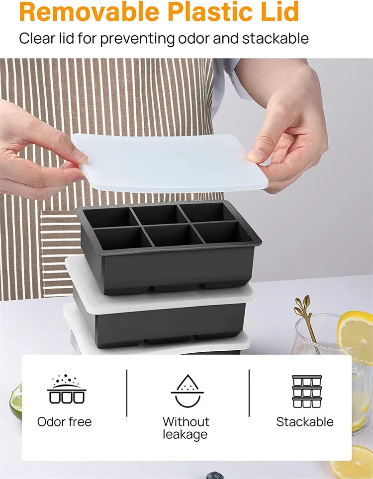 Large Square Ice Cube Trays with Lids